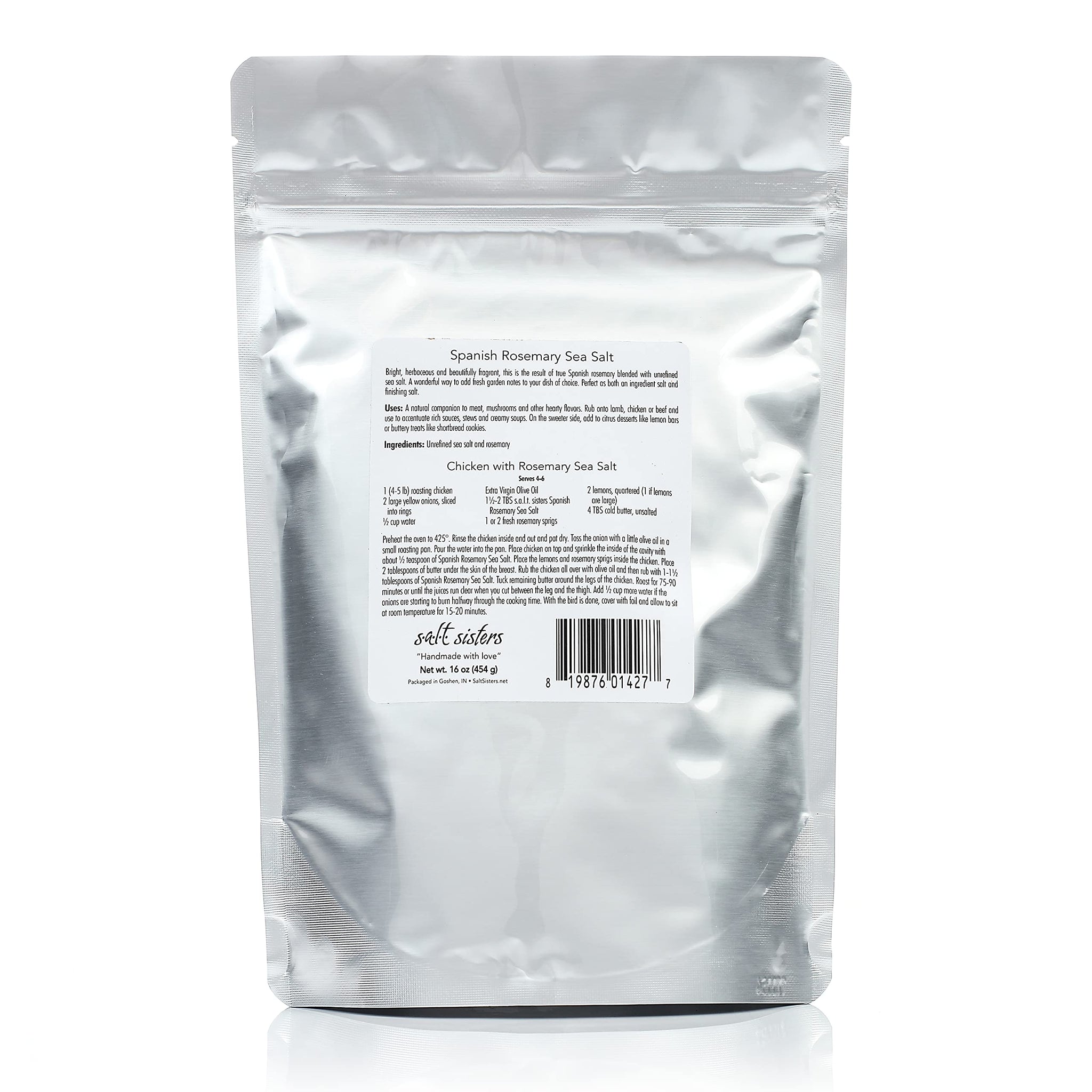 s.a.l.t. sisters Spanish Rosemary Sea Salt | All-Natural, Gluten Free, MSG Free, Non-GMO | Easily Dissolvable Rosemary Infused Coarse Sea Salt |