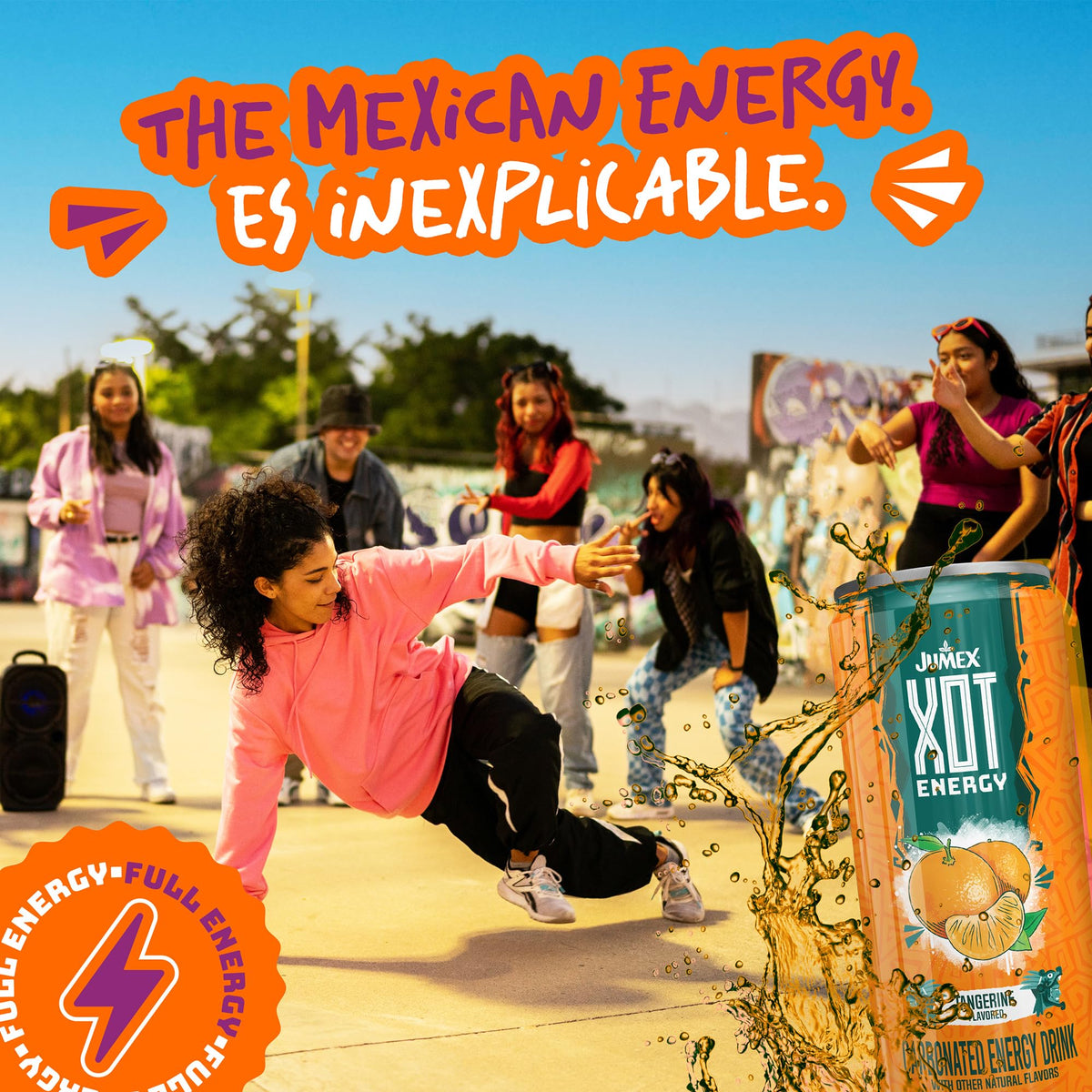 Jumex XOT Tangerine Energy Drink - Vitamin B2, B3, B5, B12 - 12 oz, 12 Pack