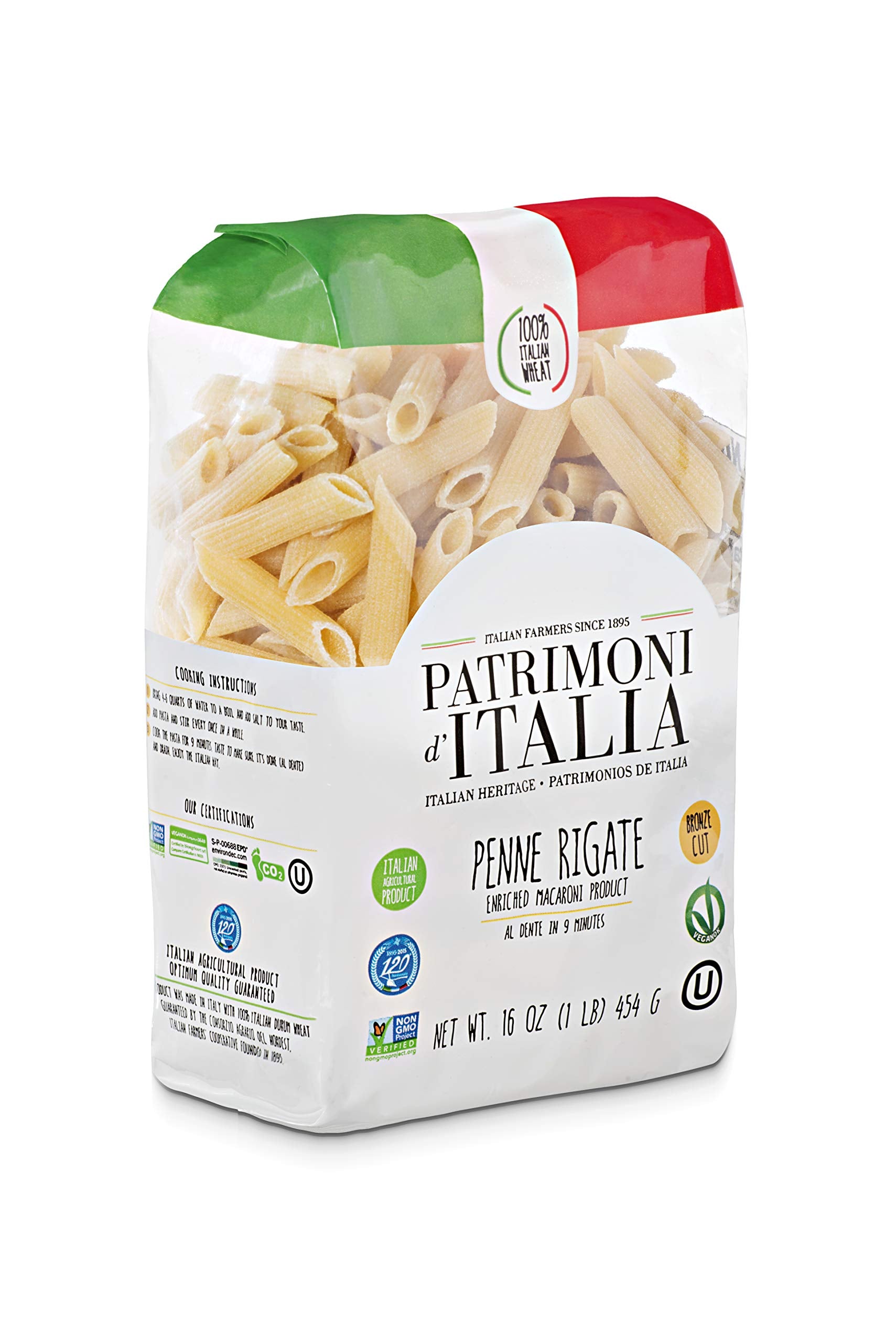Patrimoni d'Italia Penne rigate, 1 Pound, Yellow, Typical of the Dry Pasta