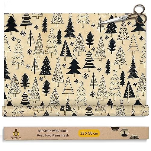 SUPERBEE Reusable Beeswax Wraps for Food - XL Beeswax Wrap Roll (35x13"), Bees Wrap Paper for Wrapping Cheese, Veggies, Sandwiches & Bowl Covers
