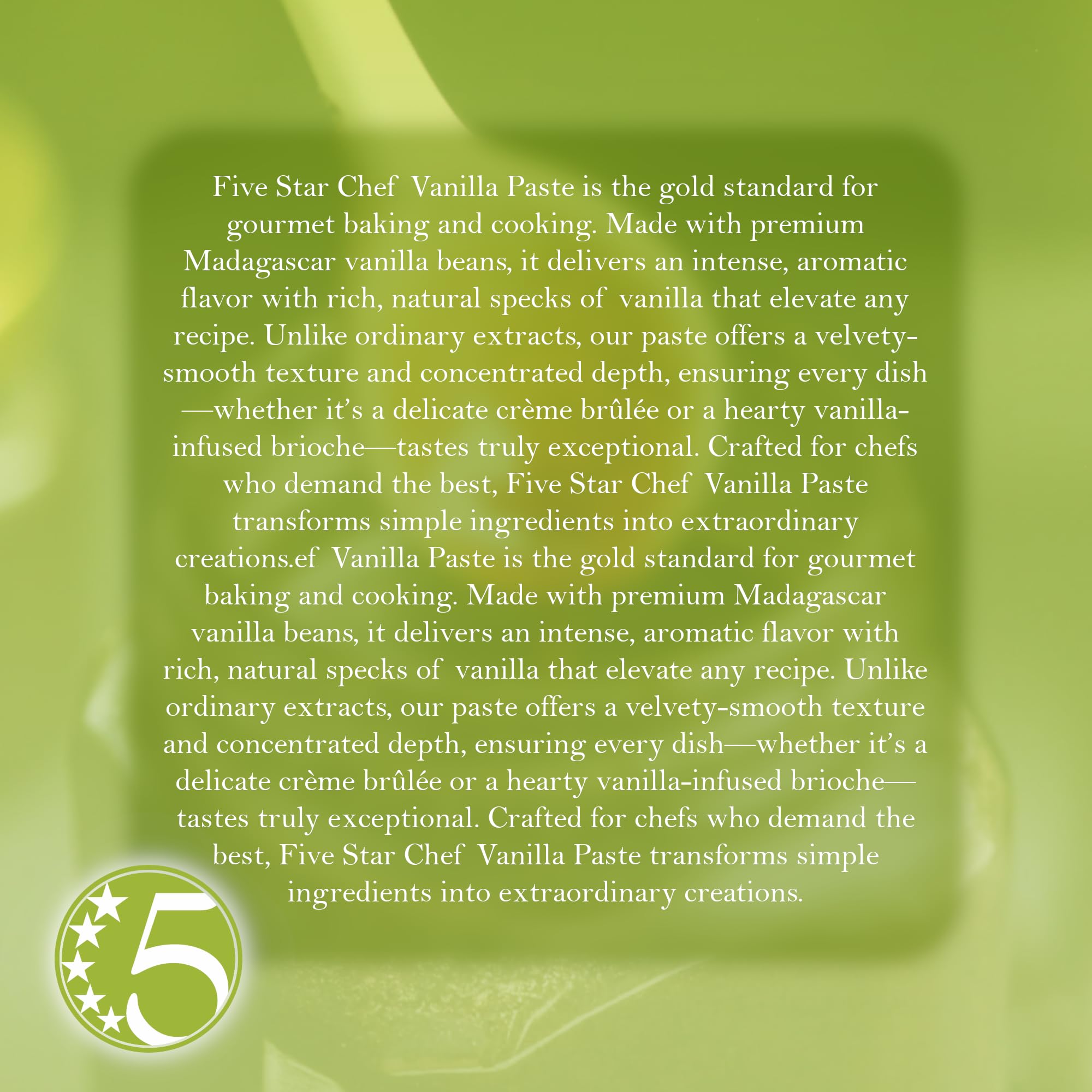 Five Star Chef Vanilla Paste, Vanilla, 16 fl. oz.