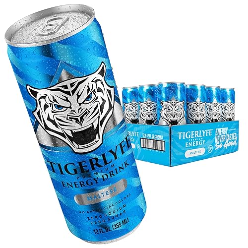 TIGERLYFE Energy Drink 12 Pack, Sugar Free Energy Drink, Zero Calorie, Zero Carb, Diet Energy Drinks Bulk, 12oz Slim Can, Zero Sugar Energy Drinks