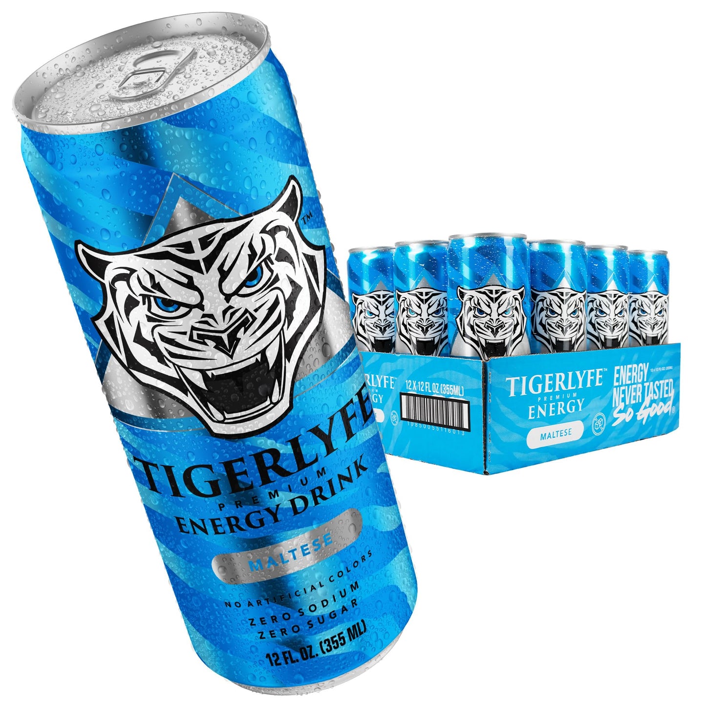 TIGERLYFE Energy Drink 12 Pack, Sugar Free Energy Drink, Zero Calorie, Zero Carb, Diet Energy Drinks Bulk, 12oz Slim Can, Zero Sugar Energy Drinks
