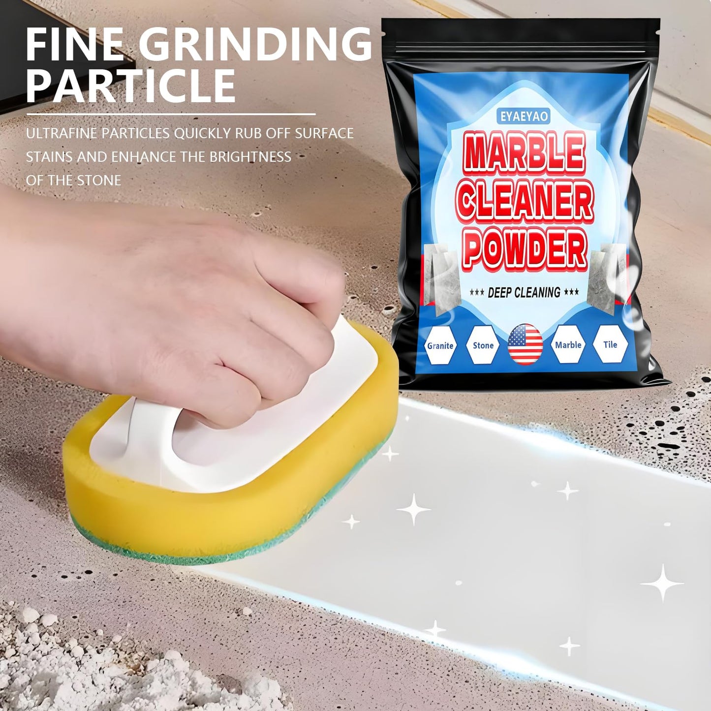 Eyaeyao Granite Countertop Cleaner Powder, Marble Cleaner Powder, Marble Polishing Powders, Watermarks Remover, Stain Remover For Granite, Stone