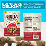 BIENA Chickpea Snacks - Crunchy Roasted Chickpeas - High Fiber Protein Snacks for Adults and Kids - 4-Pack, 5 Ounce Bags - Barbecue
