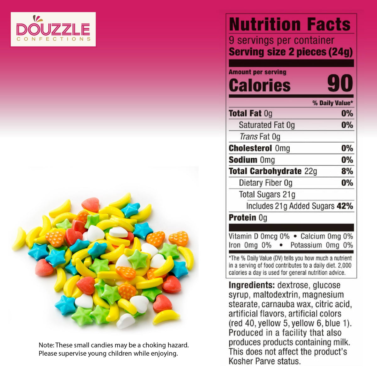 DOUzzle Kosher, Fun-Shaped Bitz, Mini Assorted Fruit Candy Packs, (18 Count, 1 Pack) Birthday Party Favors & Goodie Bags, Mini Dulces