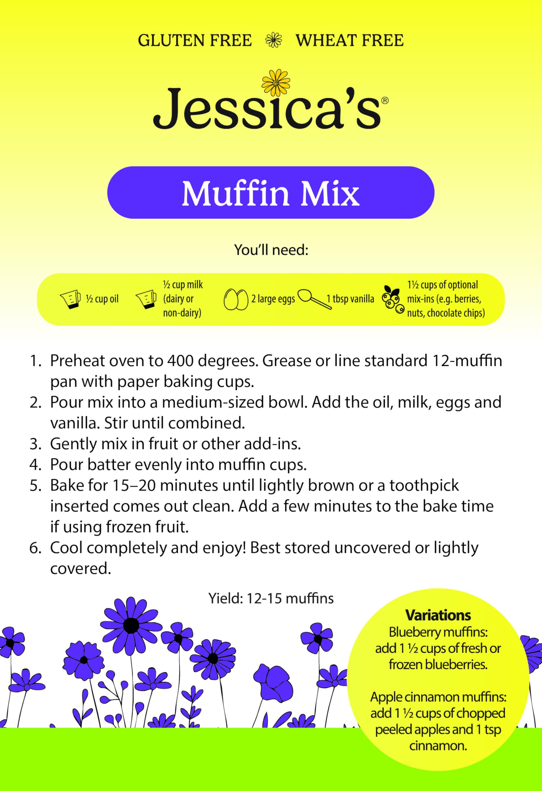 Jessica’s Natural Foods - Gluten-Free Muffin Mix Made with the Ancient-Grain Teff and Wholesome Oat Flour, Non-GMO, and Gluten Free. 3 Per Pack
