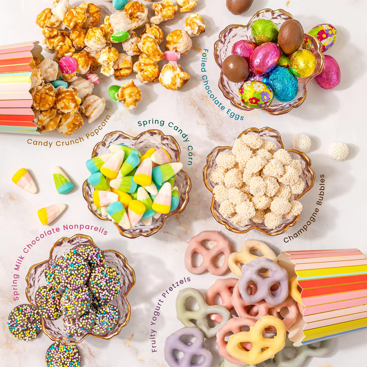 Easter Gift Tin, Musical Carousel with Spring Candy Assortment - Plays Holiday Music, Chocolate Eggs, Yogurt Pretzels & Popcorn, Holiday Box Present