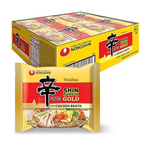 Nongshim Ramen Noodles, Gourmet Instant Ramen, Premium Microwavable Noodle Soup, Shin Gold, 4.58 Ounce (Pack of 16)