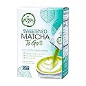 Aiya Japanese Sweetened Matcha Powder to Go Sticks - Ceremonial Grade, Vegan-Friendly, Gluten-Free - 8 Individually Packed Single-Serving Sticks