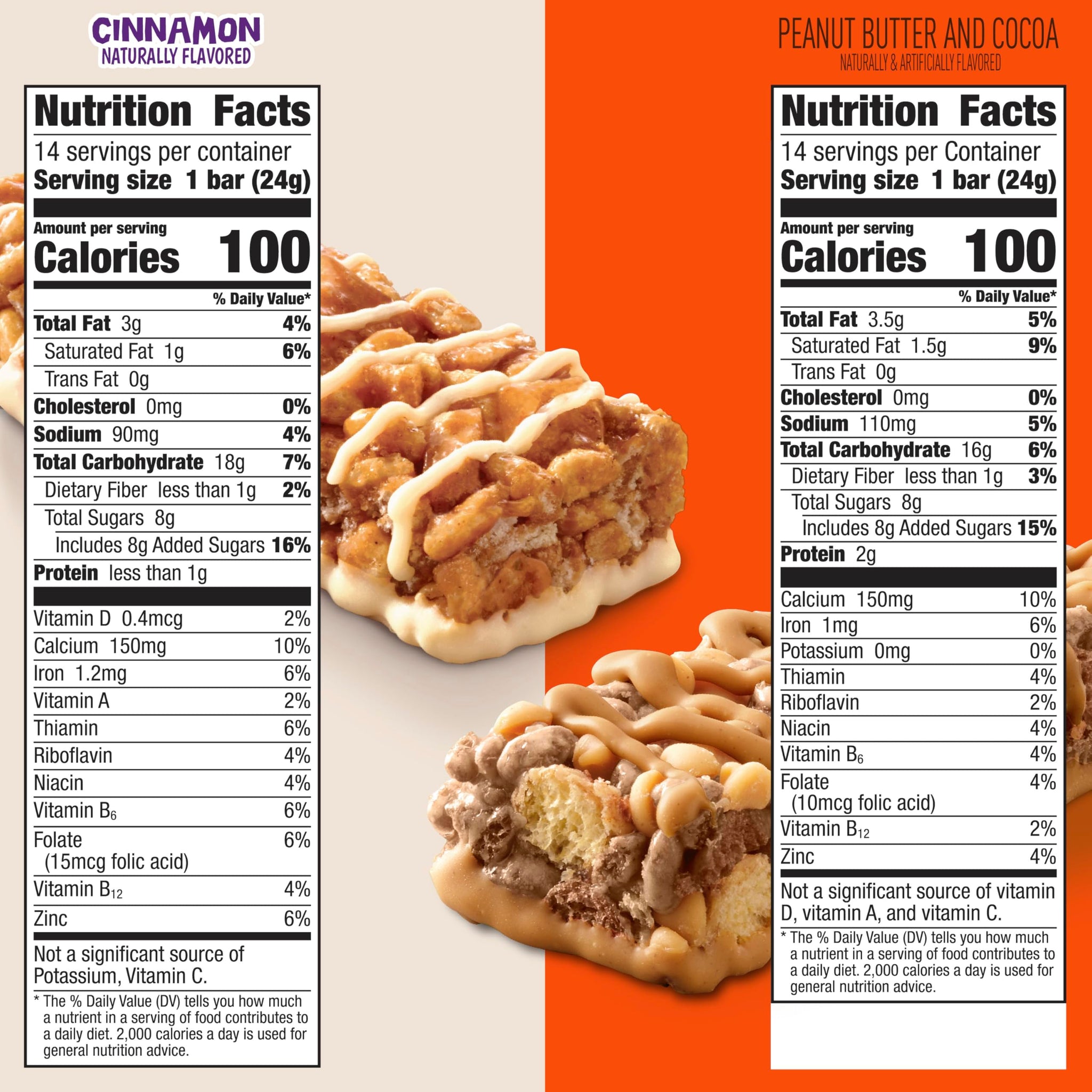 Cinnamon Toast Crunch and REESE'S PUFFS Cereal Treat Bars, Snack Bars, Value Pack, 28 Ct, 23.8 oz