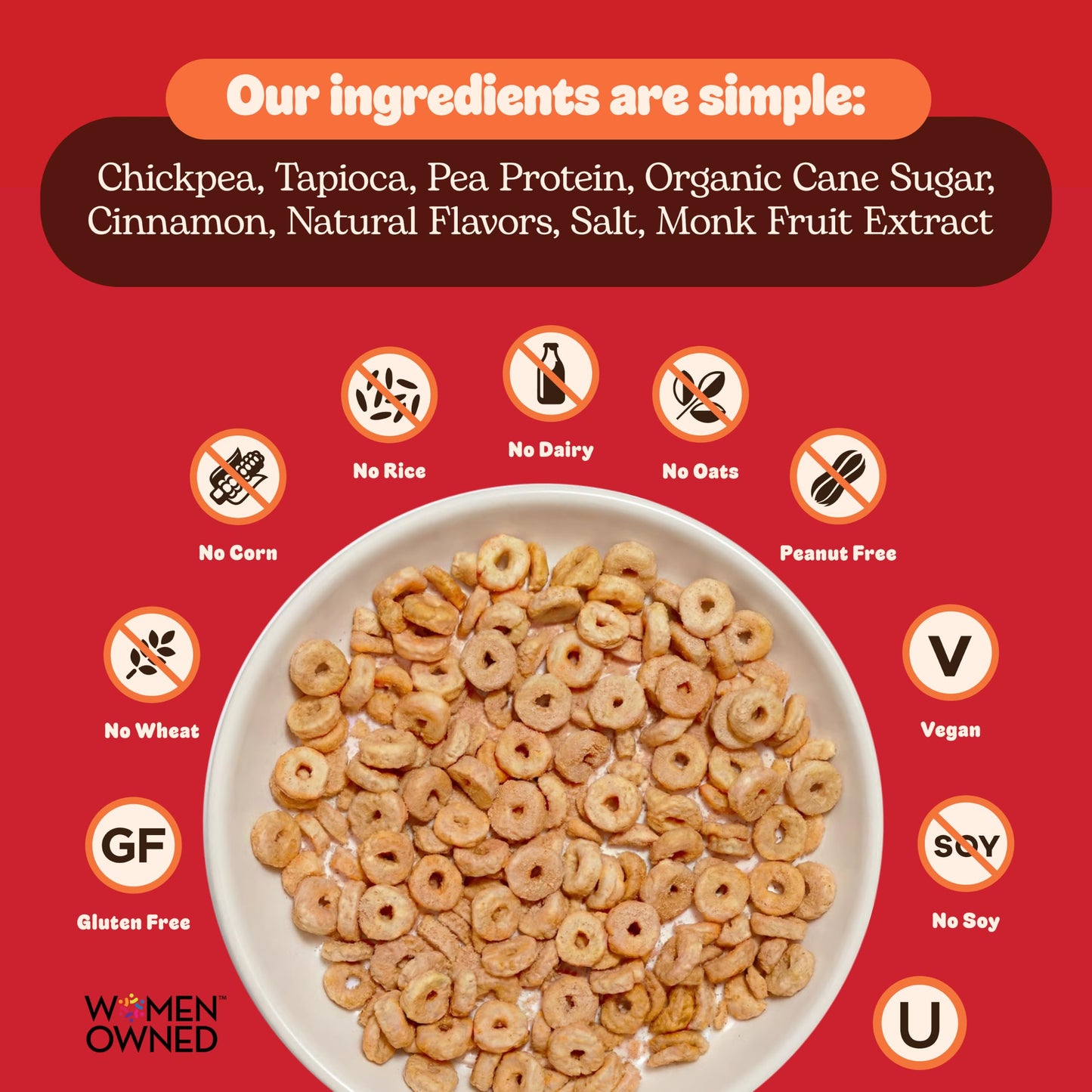 Plant-Based and Vegan Breakfast Cereal by Three Wishes - Cinnamon, 20 Ounce Box (Bulk Size) - More Protein and Less Sugar Snack - Gluten-Free