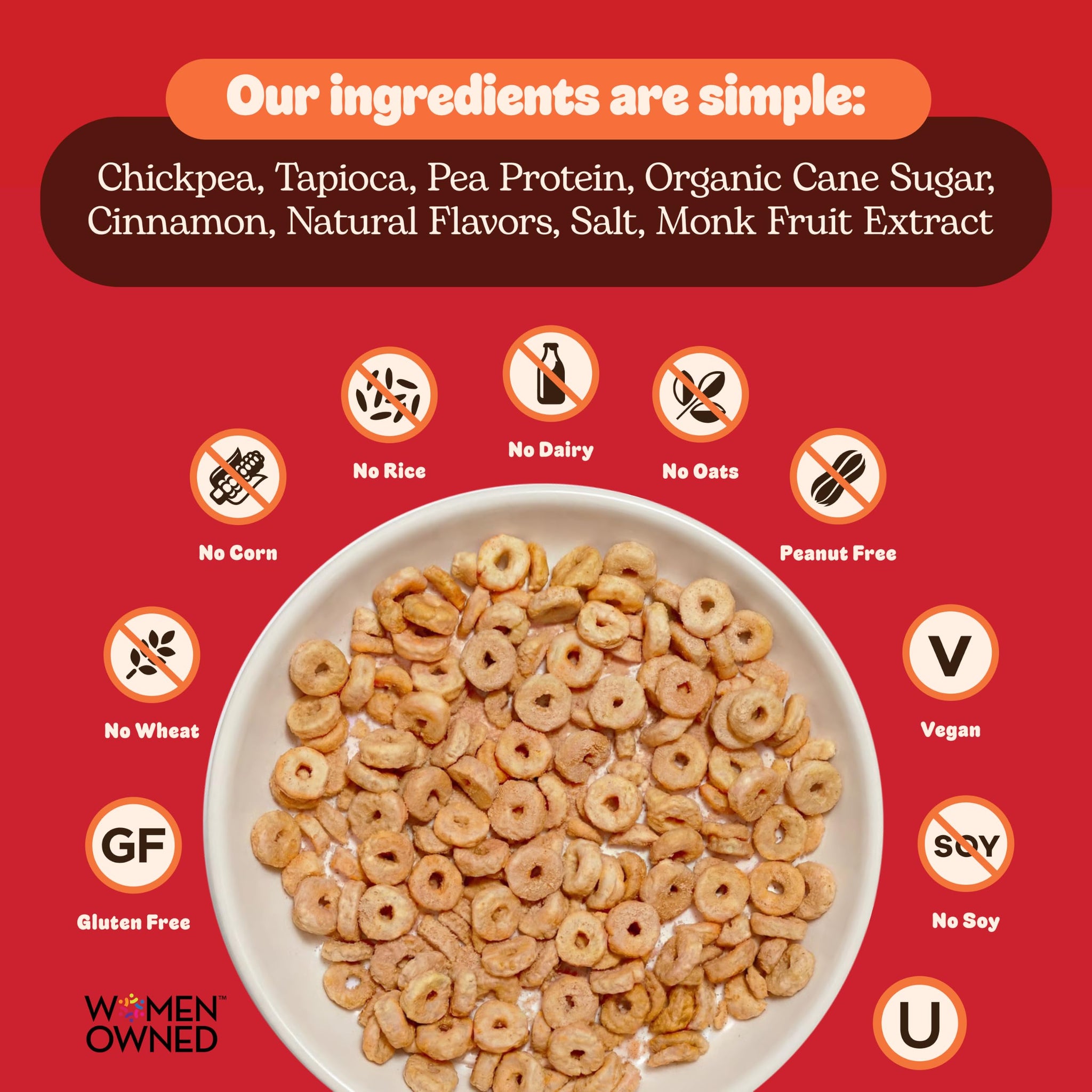 Plant-Based and Vegan Breakfast Cereal by Three Wishes - Cinnamon, 20 Ounce Box (Bulk Size) - More Protein and Less Sugar Snack - Gluten-Free