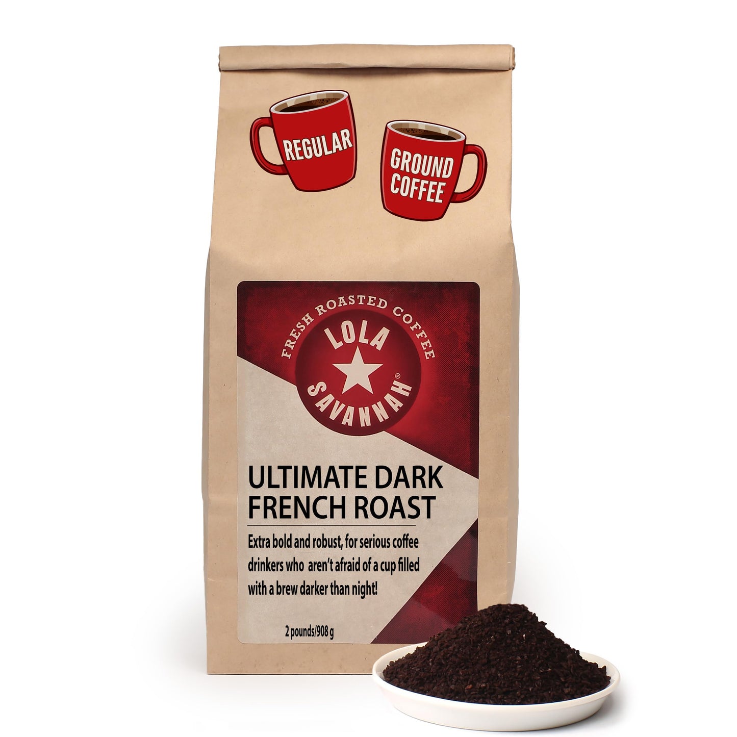 Lola Savannah Ultimate Dark French Roast Ground Caffeinated Coffee, 2lb