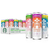 Starbucks Iced Energy Drink, 3 Flavor Variety Pack (Tropical Peach, Watermelon Splash, Blueberry Lemonade), Zero Sugar Energy Drink, Plant Based