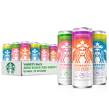 Starbucks Iced Energy Drink, 3 Flavor Variety Pack (Tropical Peach, Watermelon Splash, Blueberry Lemonade), Zero Sugar Energy Drink, Plant Based
