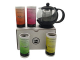 Tea Gift Set + 1 Tea Pot Infused Tea Set. The Unforgettable Gift for Tea Lovers! Contain 4 Assorted Teas: Ginger Turmeric Herbal, Black Tea, Green