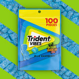 Trident Vibes SOUR PATCH KIDS Blue Raspberry Sugar Free Gum, Resealable Pouch, Pack of 1 (100 Pieces)