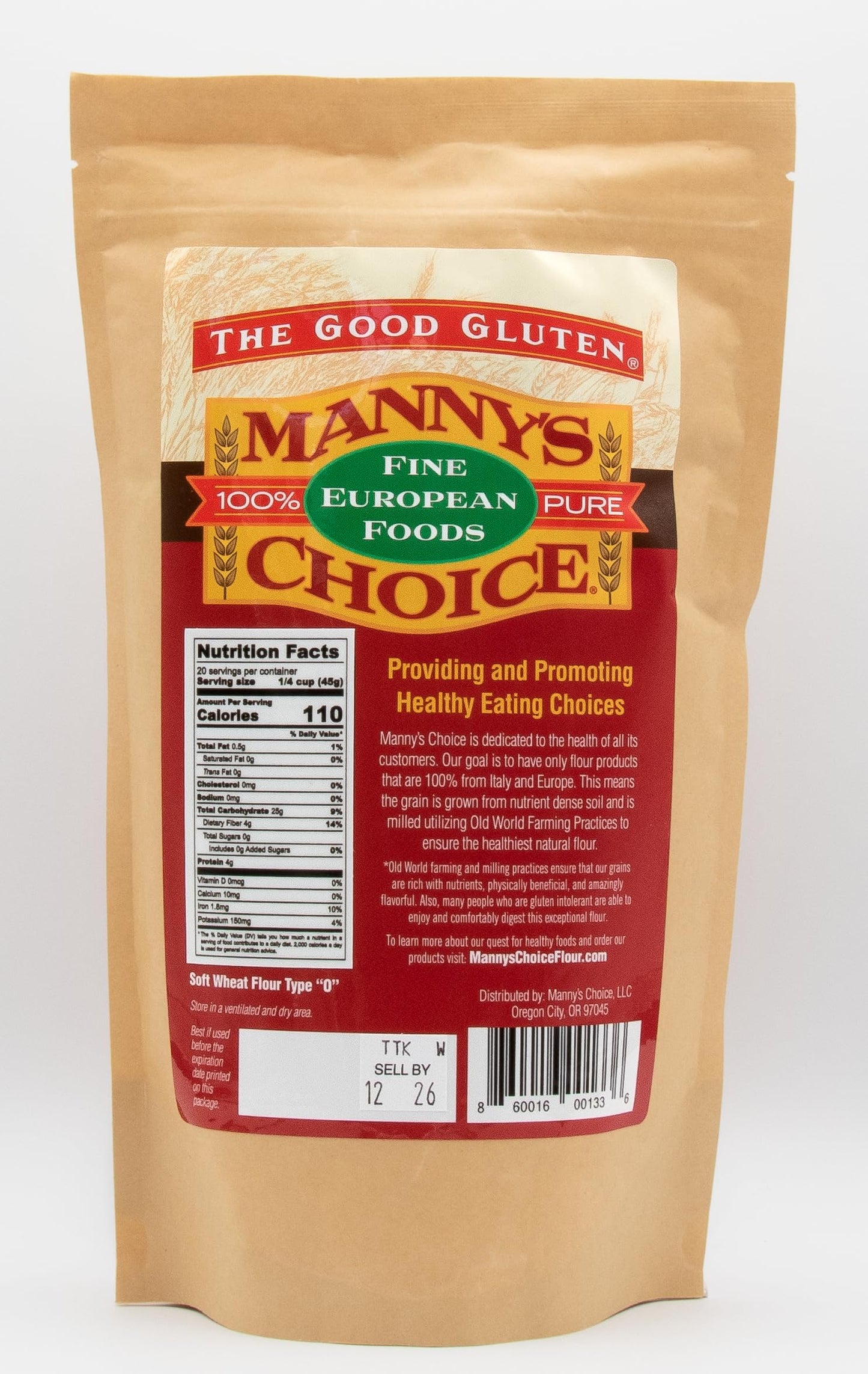 Manny's Choice Natural All Purpose Unbleached Italian Artisan Wheat Flour Type 0 for Baking 2 lb | Bread Flour | Cake Flour | Pizza Flour | Pasta