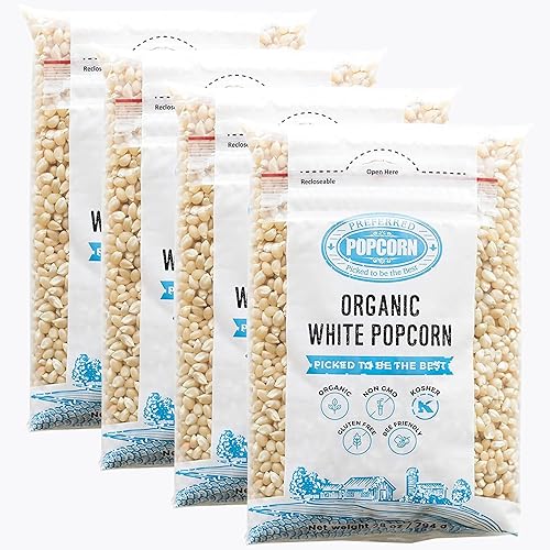 Preferred Popcorn Organic White Popcorn, 28 Ounce Bag, Pack of 4, 30 Servings Per Bag