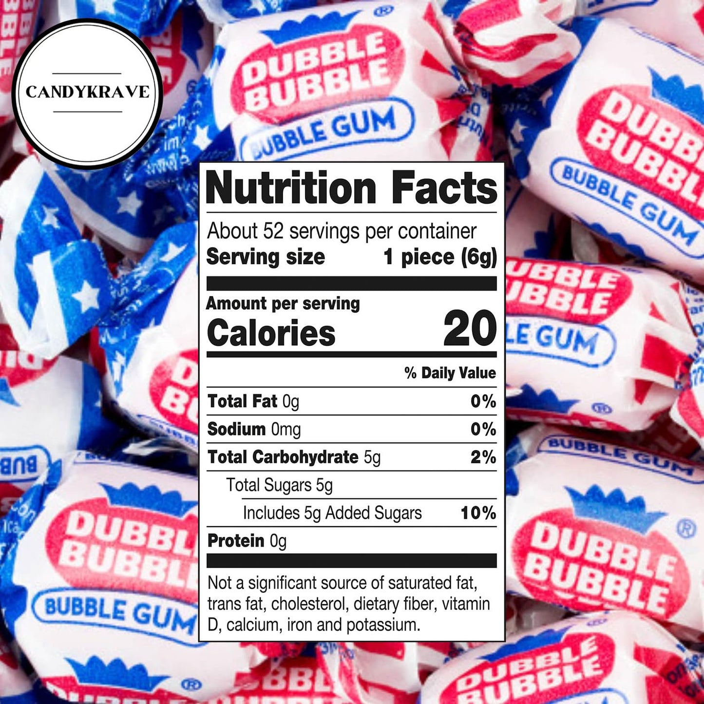 Double Bubble Gum - Original Flavor - Independence Day Edition - Sweet & Chewy - Patriotic USA Flag Themed Fruity Bubble Gum for 4th of July, BBQ