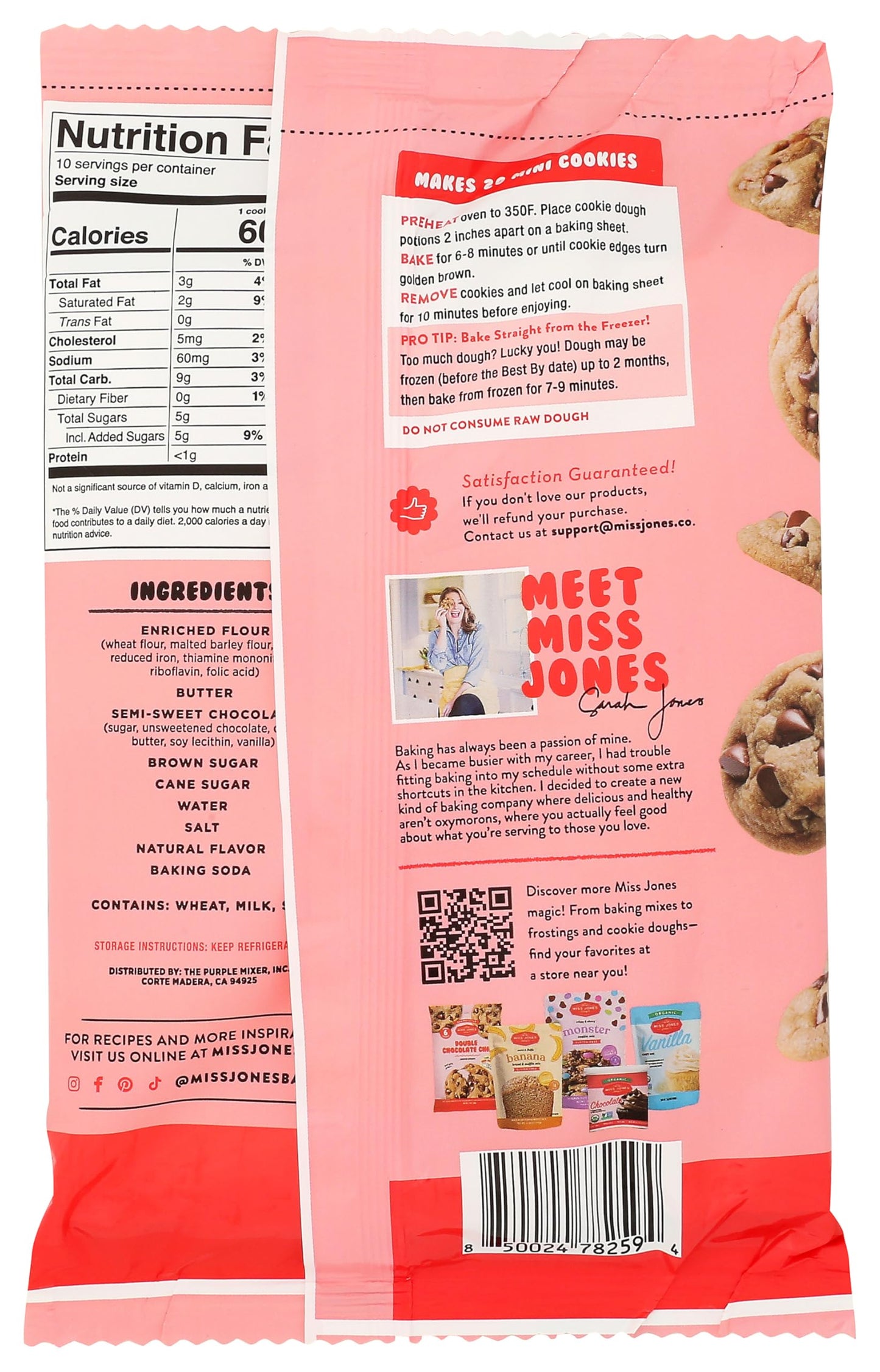 Miss Jones Baking Co Mini Double Chocolate Chip Cookies, 10 OZ