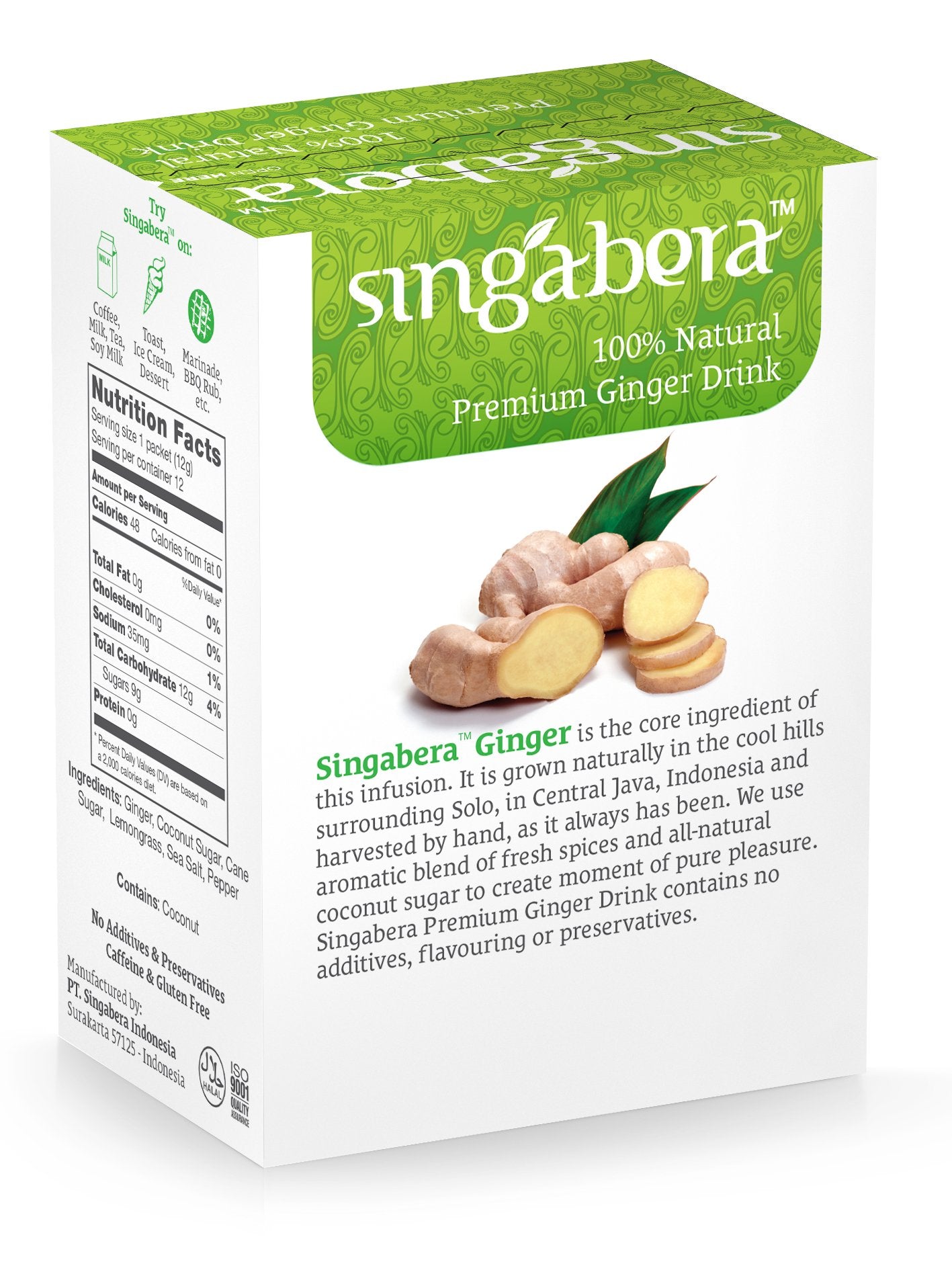 Singabera Ginger Drink Lemongrass Flavor (Pack of 6) 5.1oz