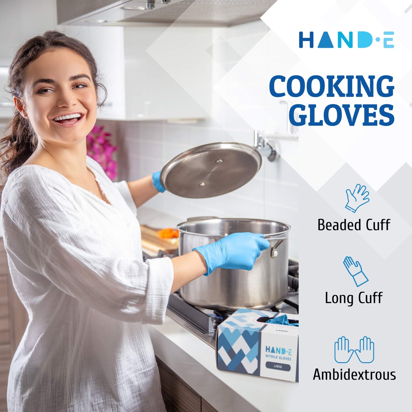 Hand-E Touch Disposable Blue Nitrile Gloves Large 1000 Count - Latex Free Gloves, Powder Free, Medical Exam, Cooking