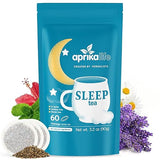 Aprika Life Sleep Tea for Bedtime Relaxation & Stress Relief - Natural Caffeine-Free Herbal Nighttime Tea with Chamomile, Lavender, Mint & Hibiscus