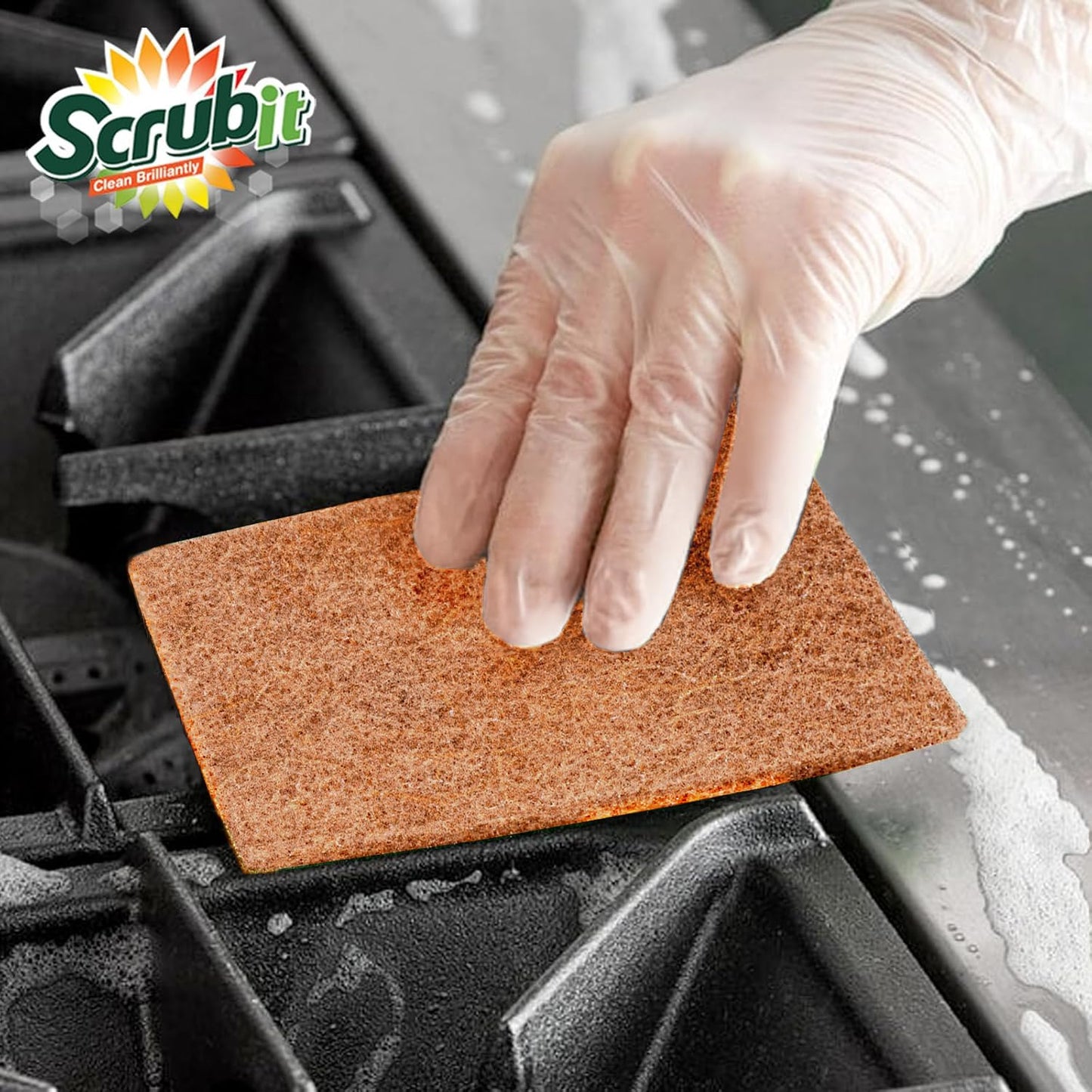 SCRUBIT 50 Pack Natural Scouring Pads - Heavy Duty Scrubbing Pads for Dishes - Non-Scratch - Reusable - Natural, Eco-Friendly, Biodegradable Sisal