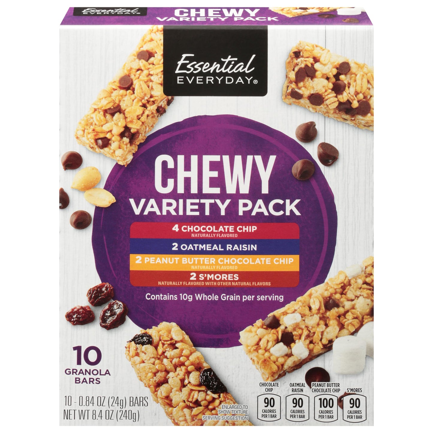 Essential Everyday, Chewy Variety Pack Granola Bars, 0.84 Ounce, 10 Count