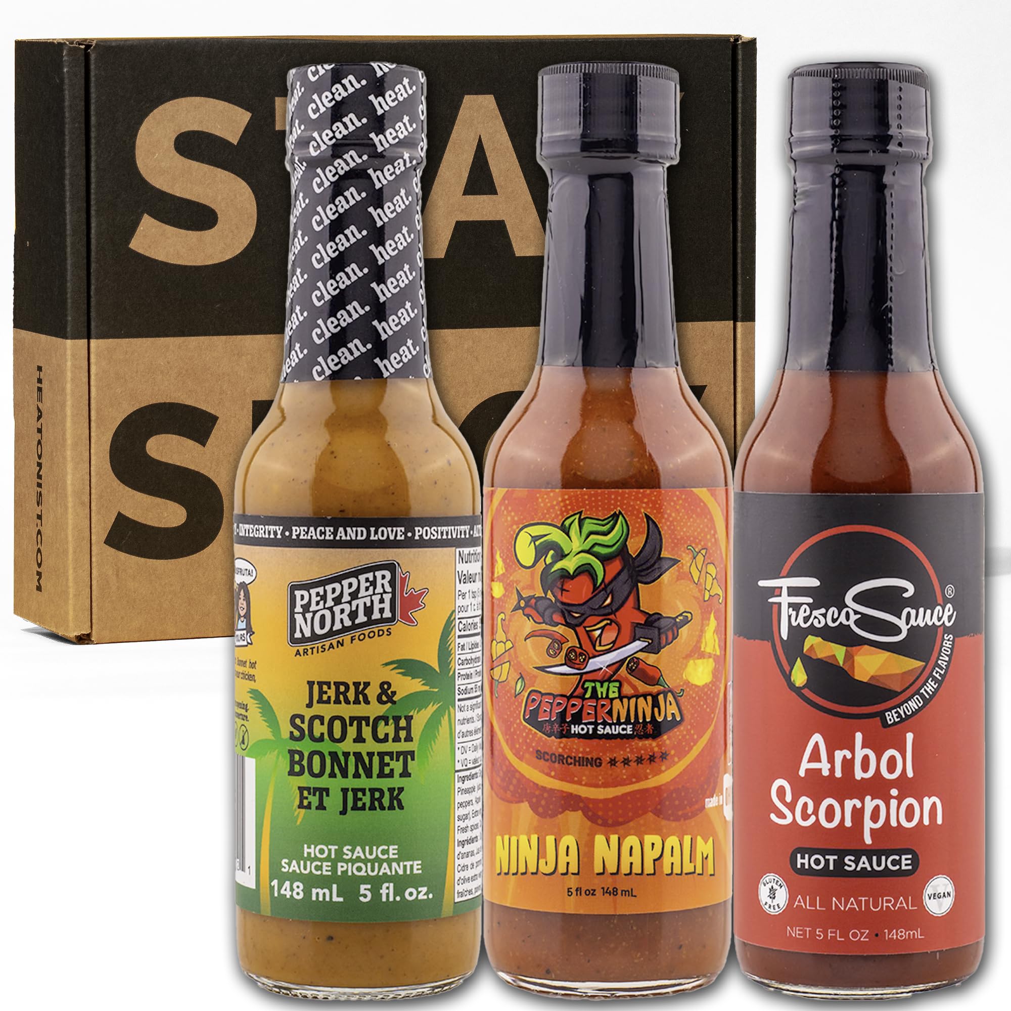 Hot Ones Season 25 Heat Pack Hot Sauce, Made With Natural Ingredient, Perfect For Superfans & Mini Wing Sauce Challenge, 5 fl oz Bottles (3-Pack)