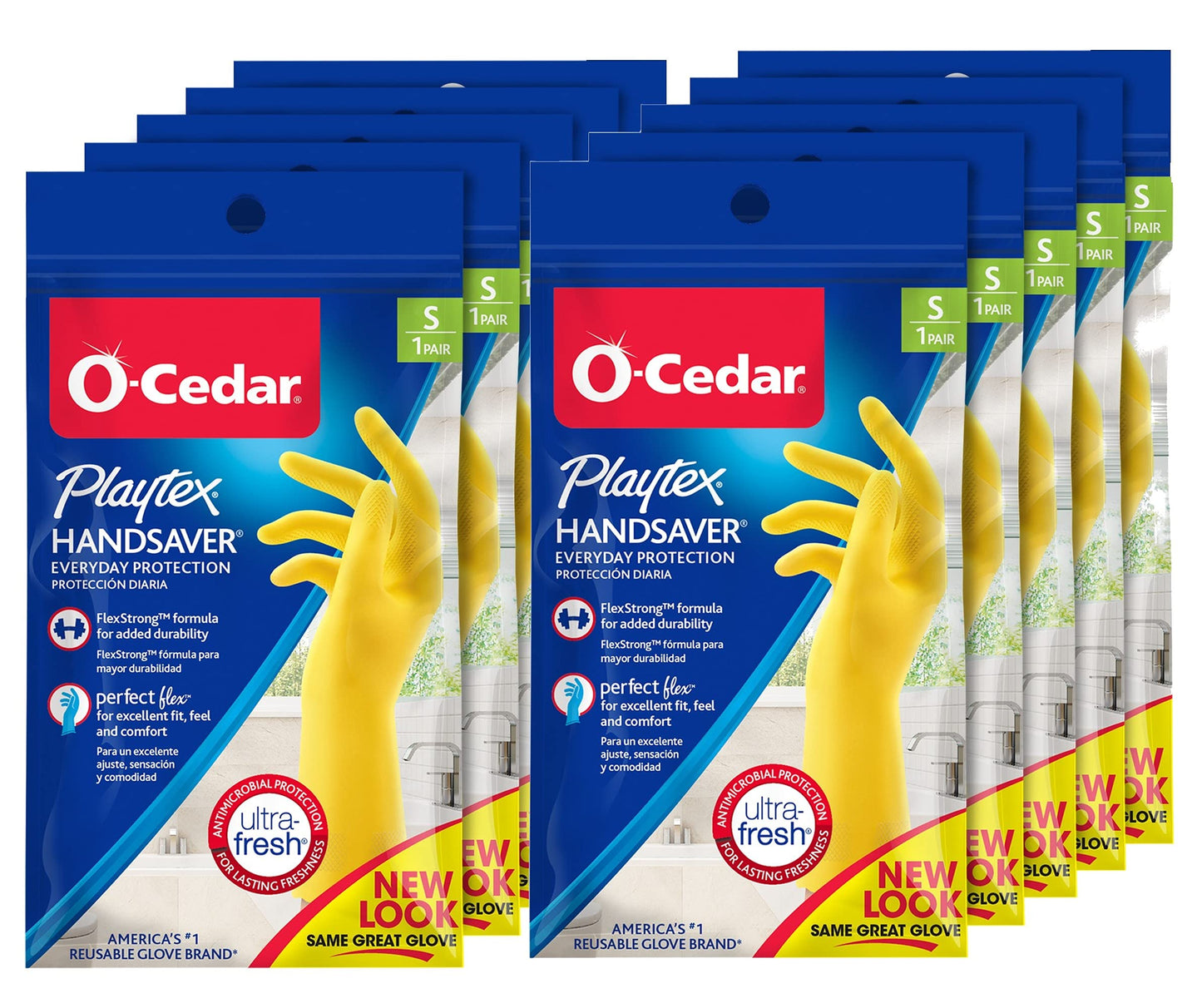 PLAYTEX HandSaver Rubber Gloves for Kitchen and Household Cleaning Small (Pack of 10)