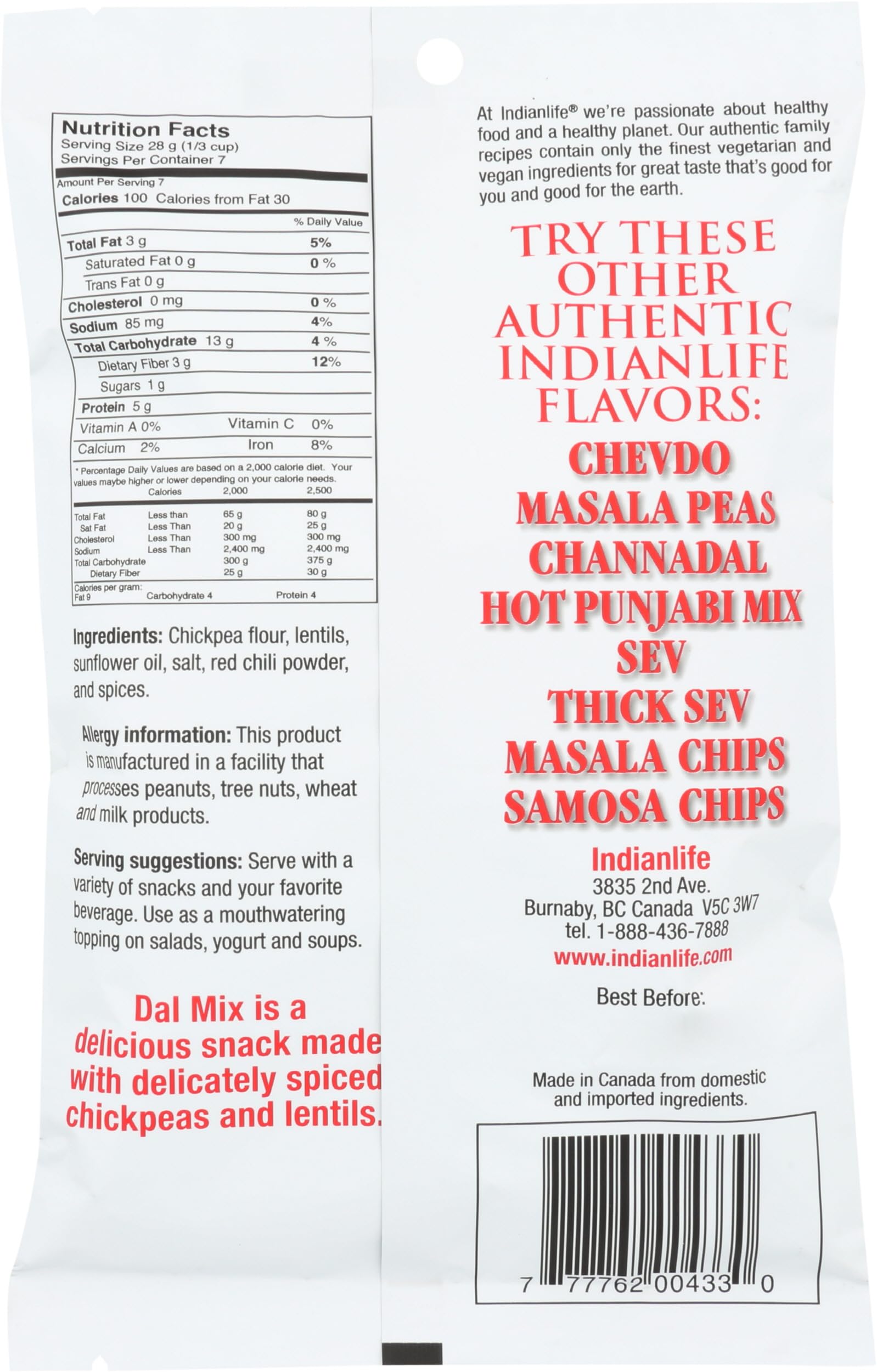 Indianlife, Snack Mix Dal, 7 Ounce