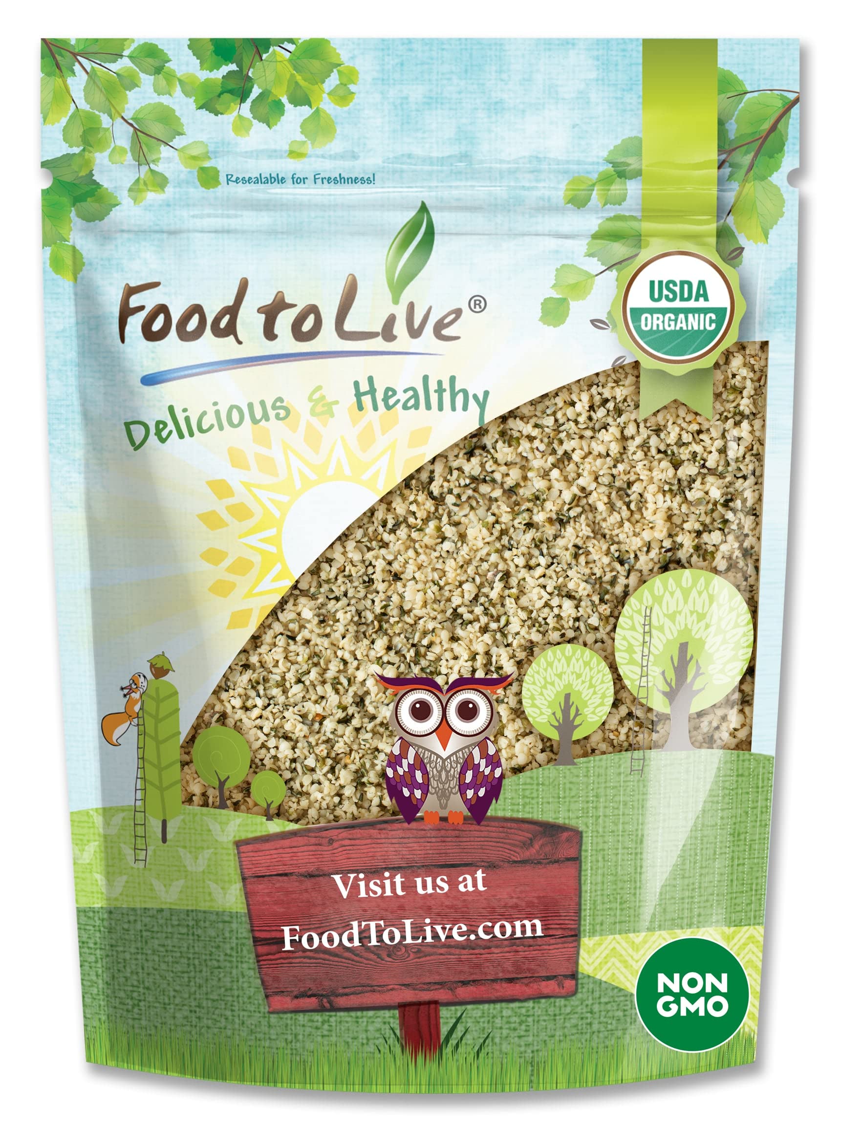 Food to Live Organic Hemp Seeds, 8 Ounces - Non-GMO Raw Hearts, Hulled, Shelled, Kosher, Vegan, Bulk, Low Carb, Low Sodium, Good Source of Protein