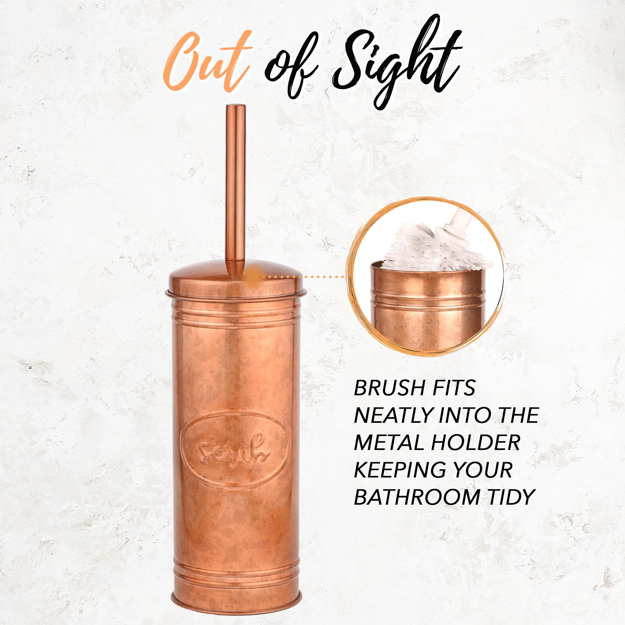 Autumn Alley Copper Toilet Bowl Brush and Holder, Covered Bathroom Toilet Brush for Modern Farmhouse Bathroom Decor, Standing Rustic Toilet Bowl Brush
