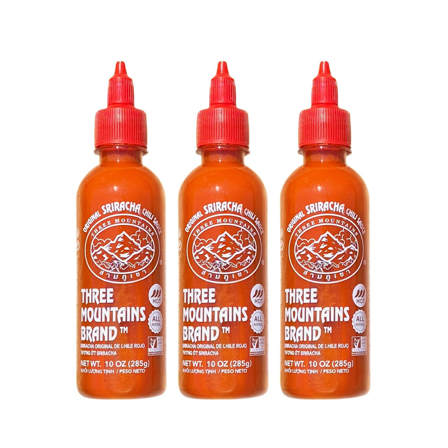 Three Mountains Brand, Original Sriracha Chili Sauce, 10 Oz., Pack of 3, NON-GMO Verified, All Natural, 10 Ounce (Pack of 3), 3.0 Count