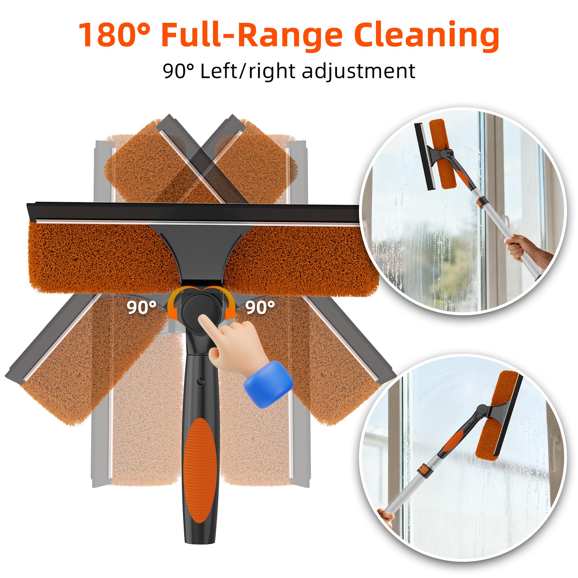 26FT High Window Cleaning Kit with Pole, 2-in-1 Window Squeegee with 5-20 FT Telescoping Extension Pole - Professional Window Washing Kit with Long