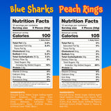 Gummy Sharks, Peach Rings - 2 Packs (22 Oz Total) - Gummy Candy for Snacking, Sharing, Gift Baskets & Dessert Decorating - Chewy Candy with Blue