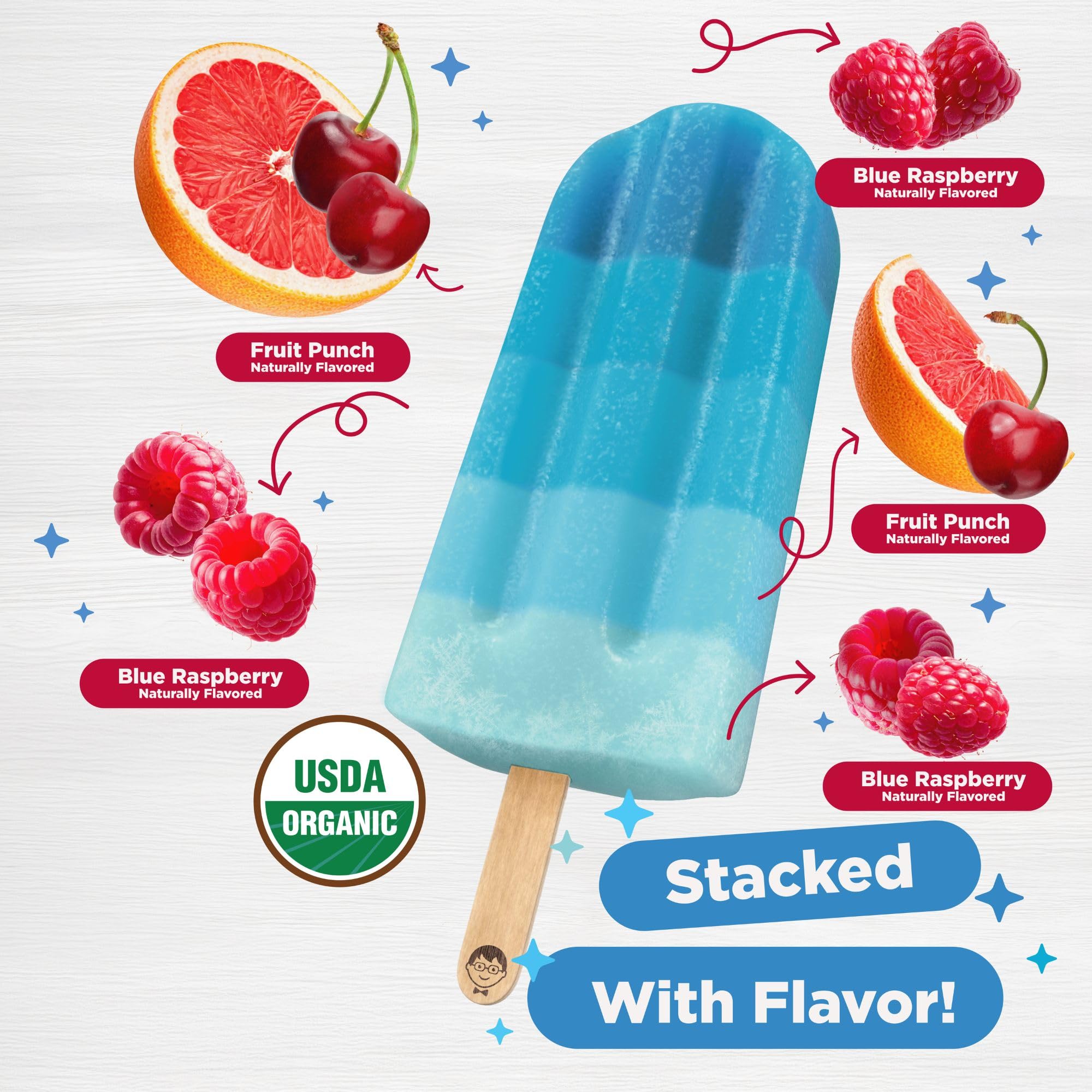 JonnyPops Organic Blue Wave Frozen Pops 8ct