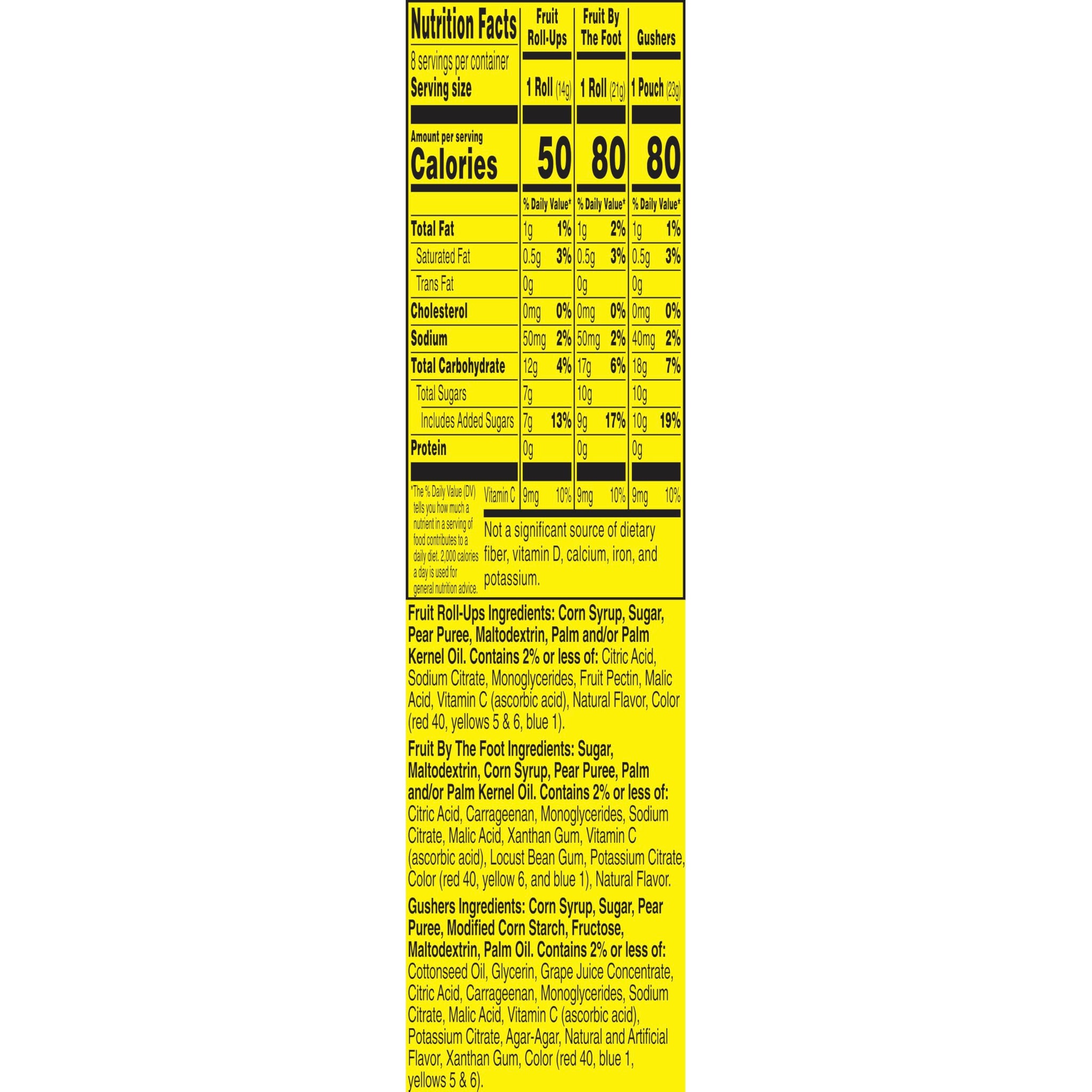 Fruit Roll-Ups, Fruit by the Foot, Gushers Fruit Flavored Snacks Variety Pack, Gluten Free, 8 Ct, 5.1 oz