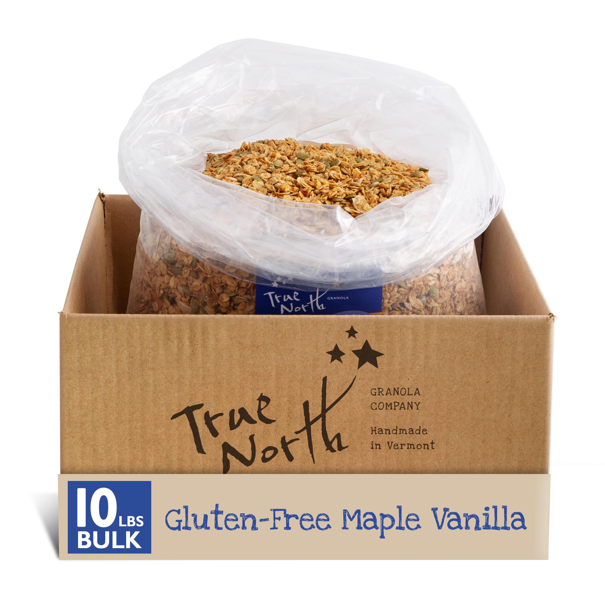 True North Granola - Gluten Free Maple Vanilla Granola, Low Carb, Nut Free and Non-GMO, Bulk Bag, 10 lb.