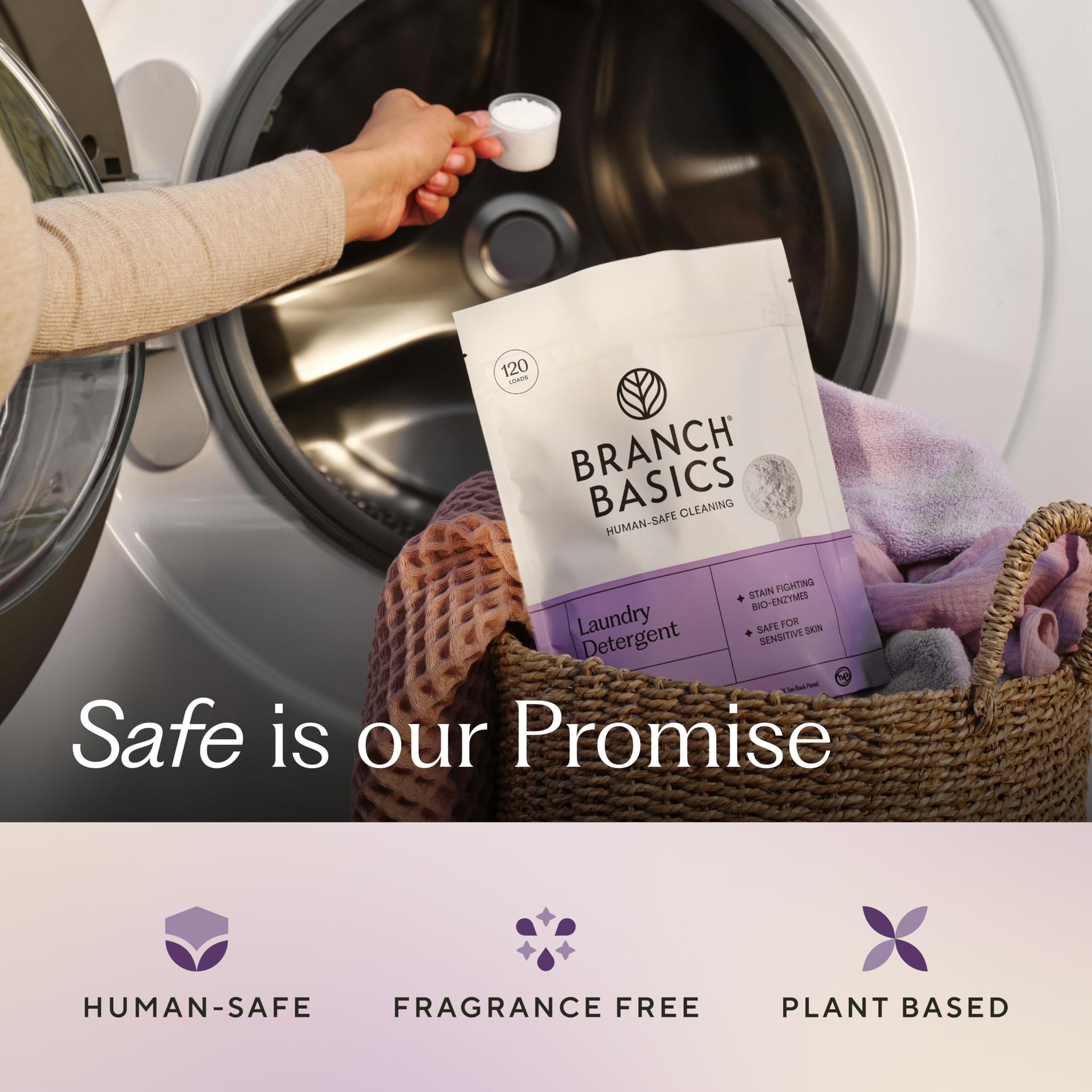 Branch Basics Laundry Detergent - 4lbs (120 loads) | Plant & Mineral-Based Formula | Lifts Stains & Removes Odor | Plastic-Free, Fragrance-Free & Safe
