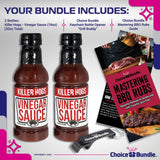 Killer Hogs Vinegar Sauce BBQ 2 pk (32 oz) Great to Dip Toss Glaze & More + Barbecue Masters & Bottle Opener (4 Items)!