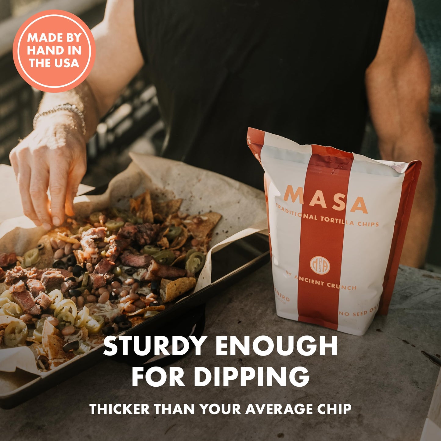 MASA Chips Cobanero Chili Flavored Corn Tortilla Chips Cooked in Beef Tallow - Seed Oil Free Snack, 6pk×5 oz each- Handmade with Only Naturally Grown