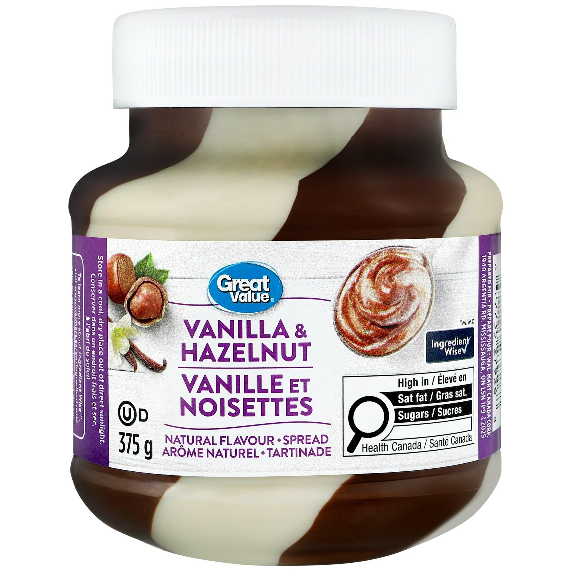 Great Value Crunchy Hazelnut Spread with Cocoa, 375g/13.2 oz