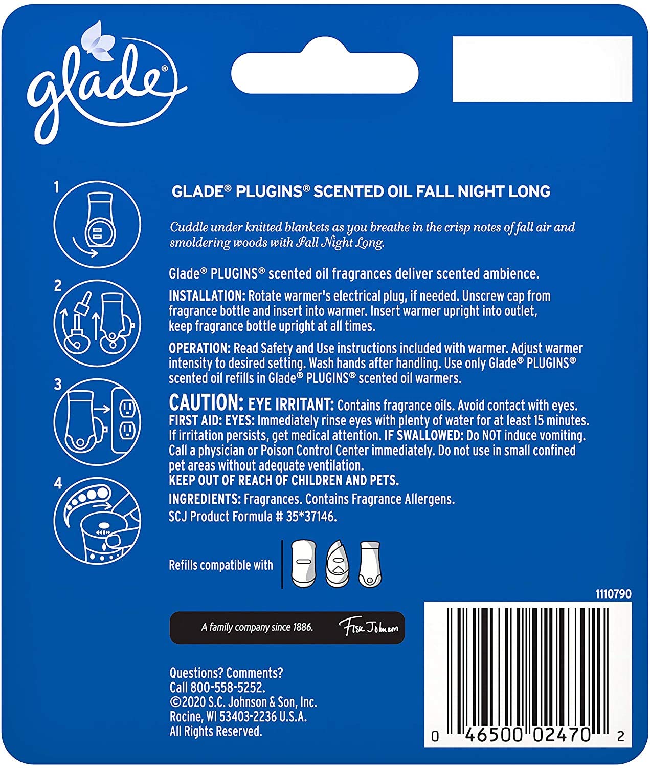 Glade Scented Oil Refills - Fall Night Long - Holiday Collection 2020-2 Count Oil Refills Per Package - Pack of 2 Packages