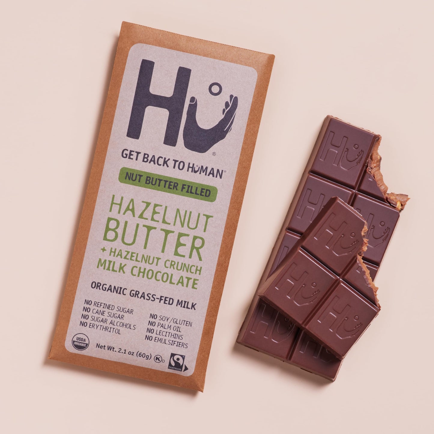 Hu Kitchen Organic Hazelnut Butter Crunch Milk Chocolate Bar, 2.1 OZ
