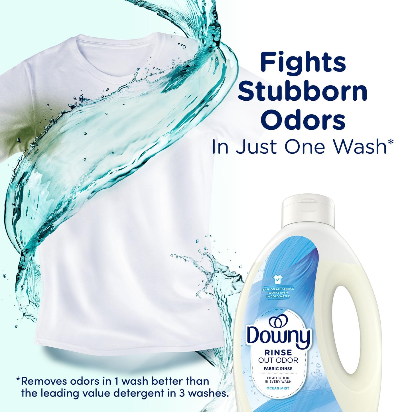 Downy Rinse Laundry Odor Remover, Ocean Mist Scent, 62 FL OZ, Fabric Softener and Laundry Odor Removal Rinse