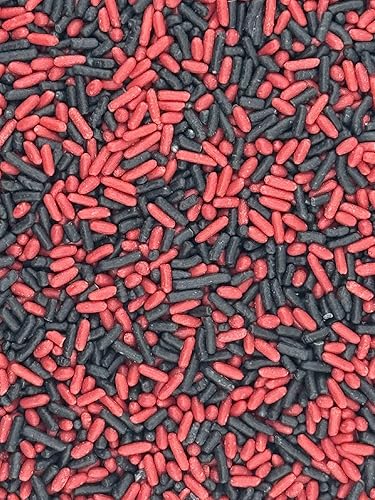 Red and Black Sprinkles for Cake, Cupcake, Cookie Decorations, Ice Cream and Donut Toppings Edible Decorating Baking Supplies - 4 oz package mix